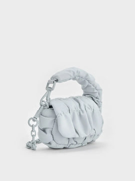 Klio Nylon Ruched Micro Bag Charm - Sea Salt Blue