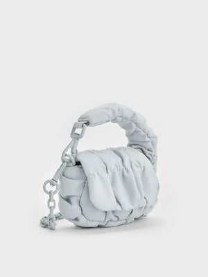 Klio Nylon Ruched Micro Bag Charm - Sea Salt Blue