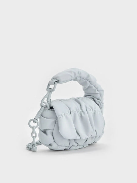 Klio Nylon Ruched Micro Bag Charm - Sea Salt Blue